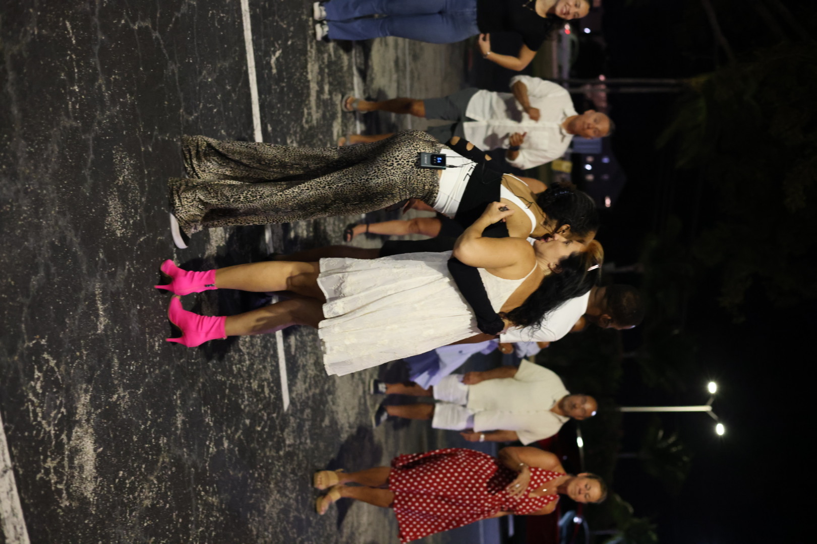 Two dancers sharing a moment during the group class