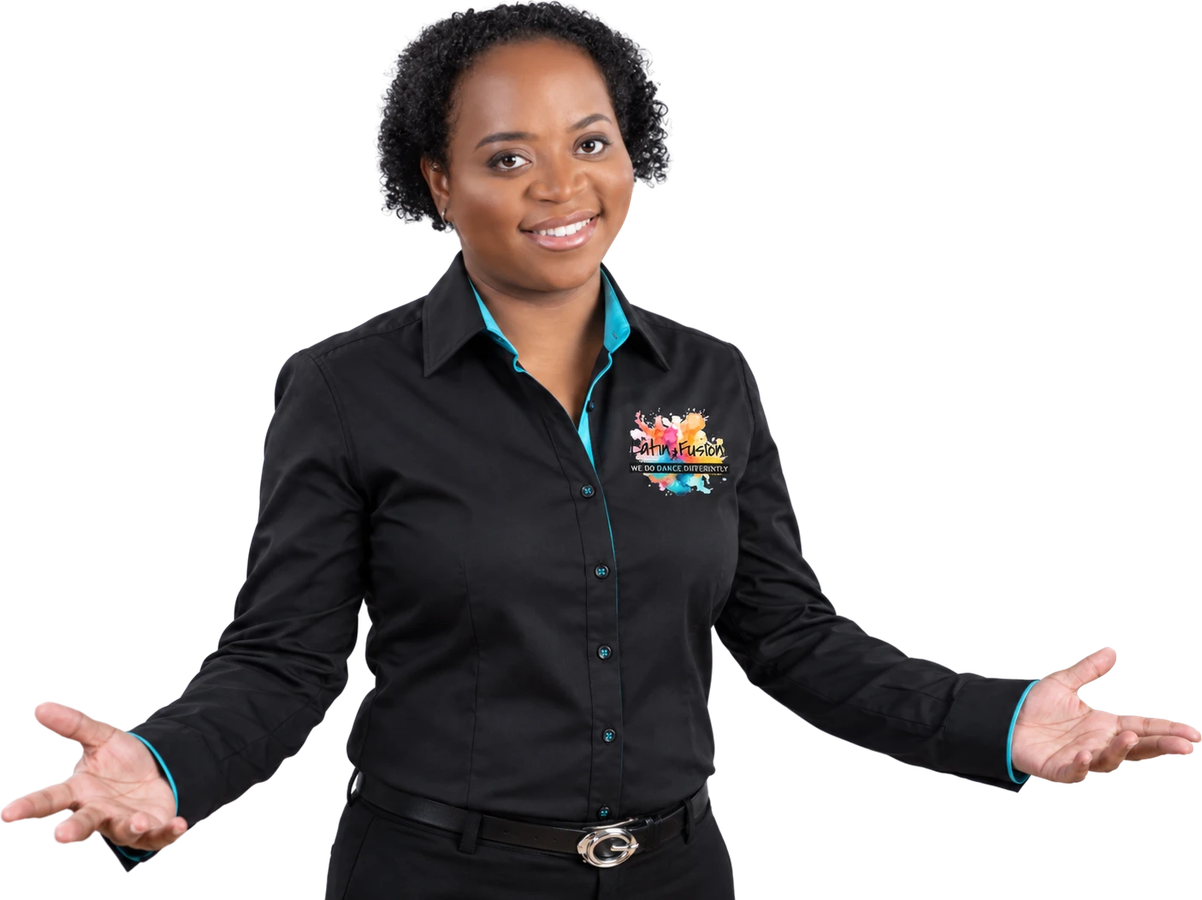 Zee from Latin Fusion, arms open in welcome